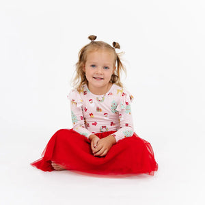 Emerson and Friends- Sugar Plum Bamboo Tulle Dress: Red/Multi (18m-7)