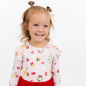 Emerson and Friends- Sugar Plum Bamboo Tulle Dress: Red/Multi (18m-7)