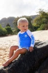 Load image into Gallery viewer, Feather 4 Arrow- Surfs Up Rashguard Set: Marina Blue (3m-4T)