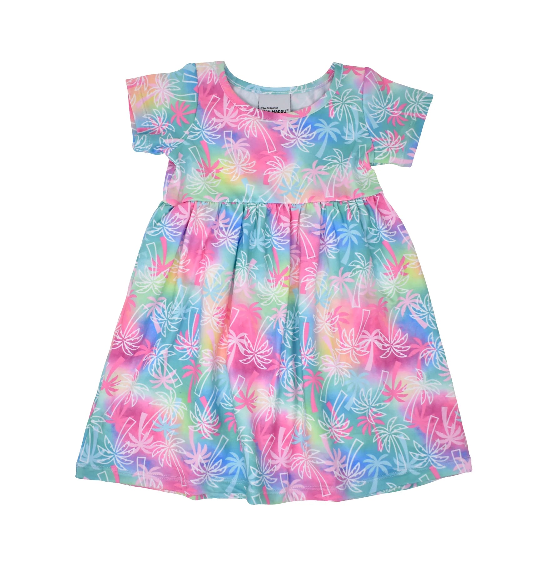 Flap Happy- Short Sleeve Dress (Pink Tropical Palms, 2-6y), 4