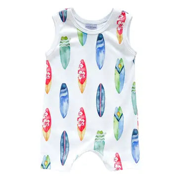 Jennifer Ann- Organic Tank Romper - Surf Boards (0-24m)