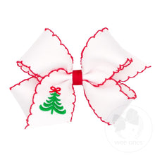 Load image into Gallery viewer, Wee Ones- Medium Moonstitch Grosgrain Hair Bow with Contrasting Wrap