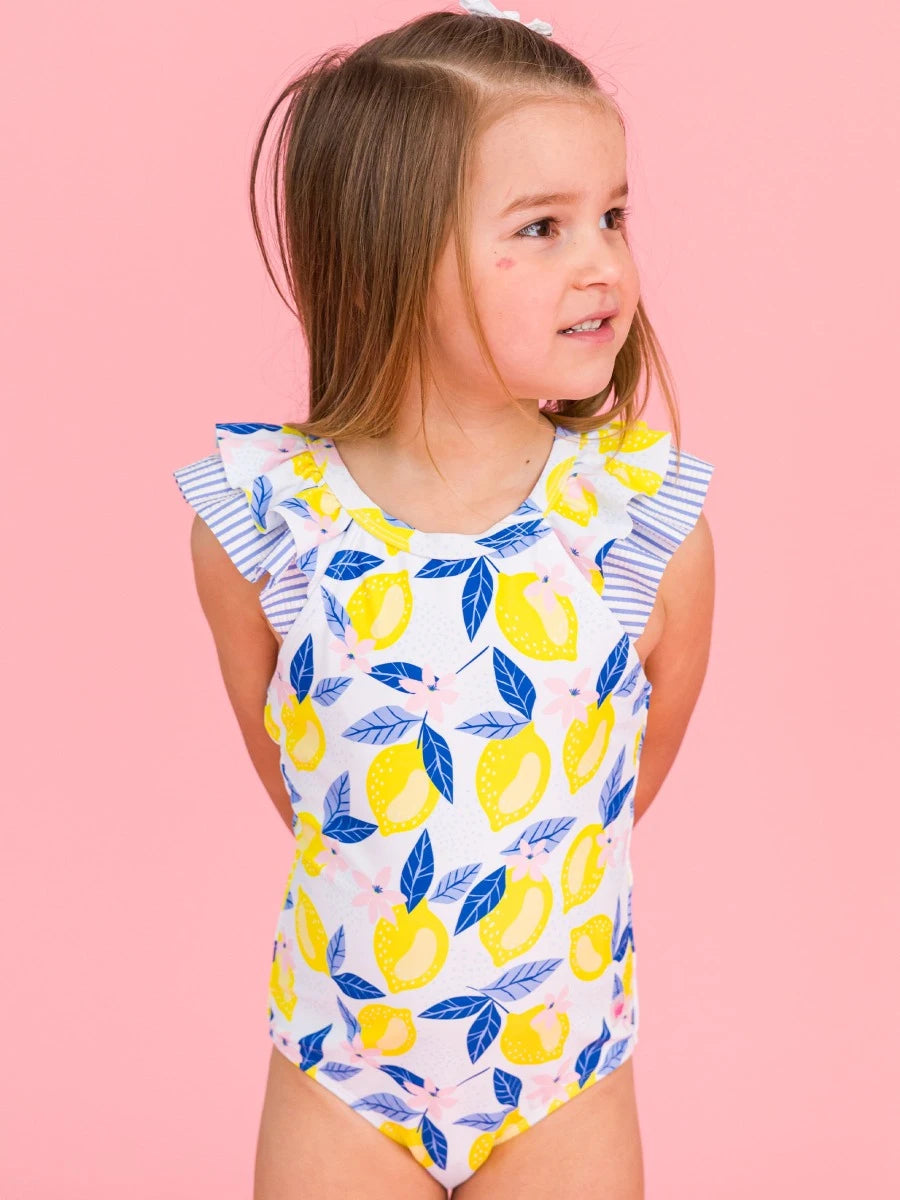 Rufflebutts- Bow V-Back One Piece Swimsuit (3m-24m)