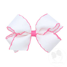 Load image into Gallery viewer, Wee Ones- Medium Moonstitch Grosgrain Hair Bow with Contrasting Wrap