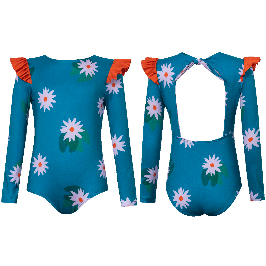 Pepita & Me- Floral One Piece Swimsuit (Turquoise/Orange, 8-14)