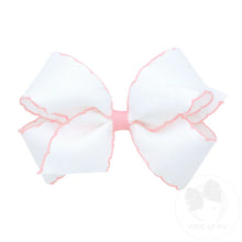 Load image into Gallery viewer, Wee Ones- Medium Moonstitch Grosgrain Hair Bow with Contrasting Wrap