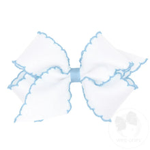 Load image into Gallery viewer, Wee Ones- Medium Moonstitch Grosgrain Hair Bow with Contrasting Wrap