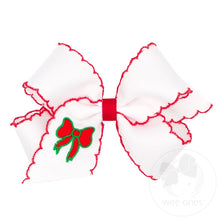 Load image into Gallery viewer, Wee Ones- Medium Moonstitch Grosgrain Hair Bow with Contrasting Wrap