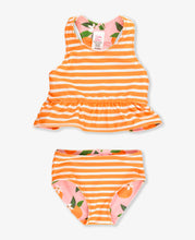 Load image into Gallery viewer, RuffleButts: Orange You The Sweetest Reversible Peplum Tankini 2-Piece Swimsuit