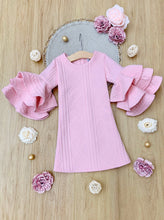 Load image into Gallery viewer, Mia Belle Girls - Best Pick Pink Tiered Sleeve Dress (2T-8Y)