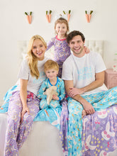 Load image into Gallery viewer, RuggedButts- SoftSnooze™ Kids Bamboo Viscose Blue Bow Tie Bunnies Long Sleeve Pajama Set