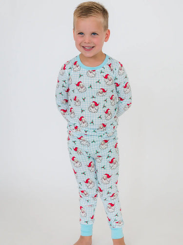 Ruggedbutts- Softsnooze™ Boys Bamboo Viscose Blue Dear Santa Long Sleeve Pajama Set (12m-6)