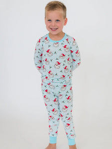 Ruggedbutts- Softsnooze™ Boys Bamboo Viscose Blue Dear Santa Long Sleeve Pajama Set (12m-6)