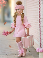 Load image into Gallery viewer, Mia Belle Girls - Best Pick Pink Tiered Sleeve Dress (2T-8Y)