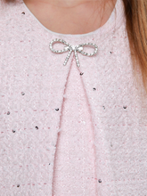 Load image into Gallery viewer, Mia Belle Girls - Elegant Bow Pearl Tweed Shift Dress (2T-8Y)