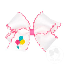 Load image into Gallery viewer, Wee Ones- Medium Moonstitch Grosgrain Hair Bow with Contrasting Wrap