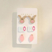 Load image into Gallery viewer, Kate Tuesday Jewelry  - 🩷🎄Ho Ho Ho Pink Holiday Triple Earring Set