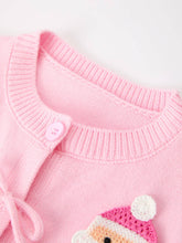 Load image into Gallery viewer, Rylee Faith Designs - Baby Girl Christmas Pink Santa Bow Knit Cardigan Sweater (2t-6)