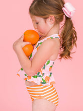 Load image into Gallery viewer, RuffleButts: Orange You The Sweetest Reversible Peplum Tankini 2-Piece Swimsuit