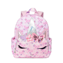 Load image into Gallery viewer, Miss Gwen Unicorn Glitter Floral Print Quilted Large Backpack