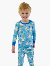 Load image into Gallery viewer, RuggedButts- SoftSnooze™ Kids Bamboo Viscose Blue Bow Tie Bunnies Long Sleeve Pajama Set