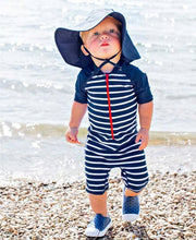 Load image into Gallery viewer, Ruffle Butts: Kids Navy Sun Protective Hat