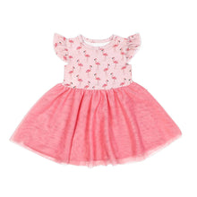 Load image into Gallery viewer, Emerson &amp;Friends - Fancy Flamingos Bamboo Kids Tulle Party Dress (2/3t-6/7)