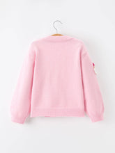 Load image into Gallery viewer, Rylee Faith Designs - Baby Girl Christmas Pink Santa Bow Knit Cardigan Sweater (2t-6)