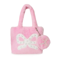 Load image into Gallery viewer, OMG Accessories - Bow Pearl Plush Mini Tote Bag with Coin Purse