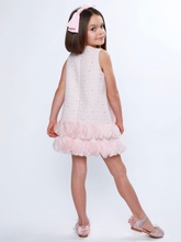 Load image into Gallery viewer, Mia Belle Girls - Elegant Bow Pearl Tweed Shift Dress (2T-8Y)