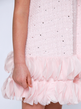 Load image into Gallery viewer, Mia Belle Girls - Elegant Bow Pearl Tweed Shift Dress (2T-8Y)