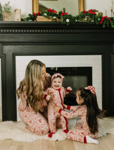 Load image into Gallery viewer, Emerson &amp; Friends - Candy Cane Coquette Bamboo Christmas Convertible Footie (NB-24M)