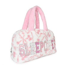 Load image into Gallery viewer, OMG - SLEEPOVER' Plush Bow Print Medium Duffle Bag