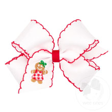 Load image into Gallery viewer, Wee Ones- Medium Moonstitch Grosgrain Hair Bow with Contrasting Wrap