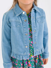 Load image into Gallery viewer, Ruffle Butts- Light Wash Stretch Denim Ruffle Jacket (6m-10Y)