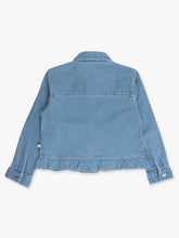 Load image into Gallery viewer, Ruffle Butts- Light Wash Stretch Denim Ruffle Jacket (6m-10Y)