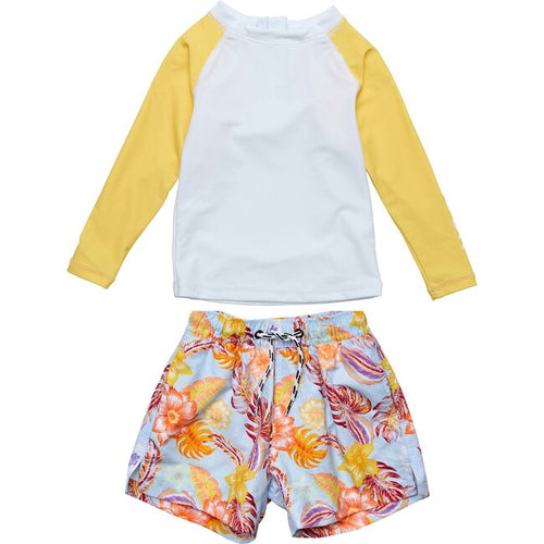 Snapper Rock- Boho Tropical Sustainable Set (Floral Yellow, 3m-36m)