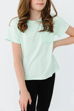 Load image into Gallery viewer, Mila &amp; Rose- Ruffle Pocket Tee: Pastel Green (6m-8)