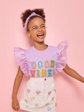 Load image into Gallery viewer, Lola and the Boys- Rainbow Crystal Hearts Denim Skirt (2T-8)