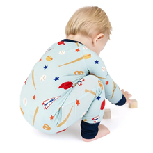Load image into Gallery viewer, Emerson and Friends: Play Ball Baseball Bamboo Convertible Baby Pajamas (0m-24m)
