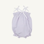 Load image into Gallery viewer, Beaufort Bonnet - Rosy Romper: Lauderdale Lavender Gingham/Worth Ave White (6M-24M)