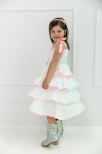 Load image into Gallery viewer, Lola and the Boys- Rainbow Tiered Bow Dress (2-12)