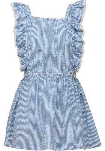 Snapper Rock- Cornflower Frilled Beach Dress (Blue/Stripe, 2-8)