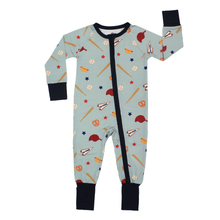 Load image into Gallery viewer, Emerson and Friends: Play Ball Baseball Bamboo Convertible Baby Pajamas (0m-24m)