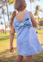 Load image into Gallery viewer, Lola and the Boys- Crystal Heart Denim Bow Dress (2-10)