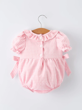 Load image into Gallery viewer, Rylee Faith Designs-Baby Girls Summer Crocodile Embroidered Smocked Romper (3m-18m)
