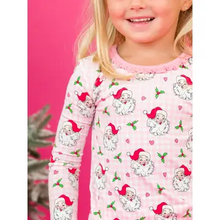 Load image into Gallery viewer, RuffleButts - Softsnooze™ Toddler Girls Bamboo Viscose Pink Dear Santa Ruffle Long Sleeve Pajama Set with Signature Rear Ruffles (12/18m-4)