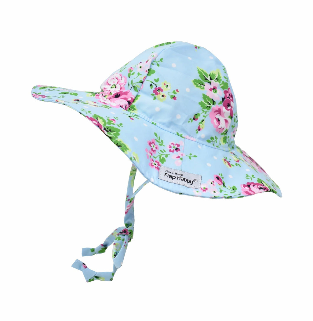 Flap Happy- Blue Country Floral Hat