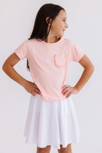 Load image into Gallery viewer, Mila &amp; Rose- Ruffle Pocket Tee: Peach (6m-8)
