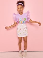 Load image into Gallery viewer, Lola and the Boys- Rainbow Crystal Hearts Denim Skirt (2T-8)